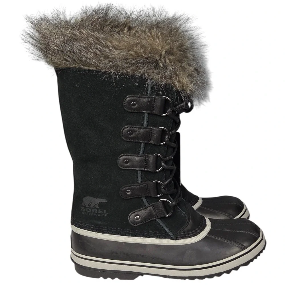 Sorel‎ Joan of Arctic Boots Womens 10 Black Waterproof Winter Snow Faux Fur NWT